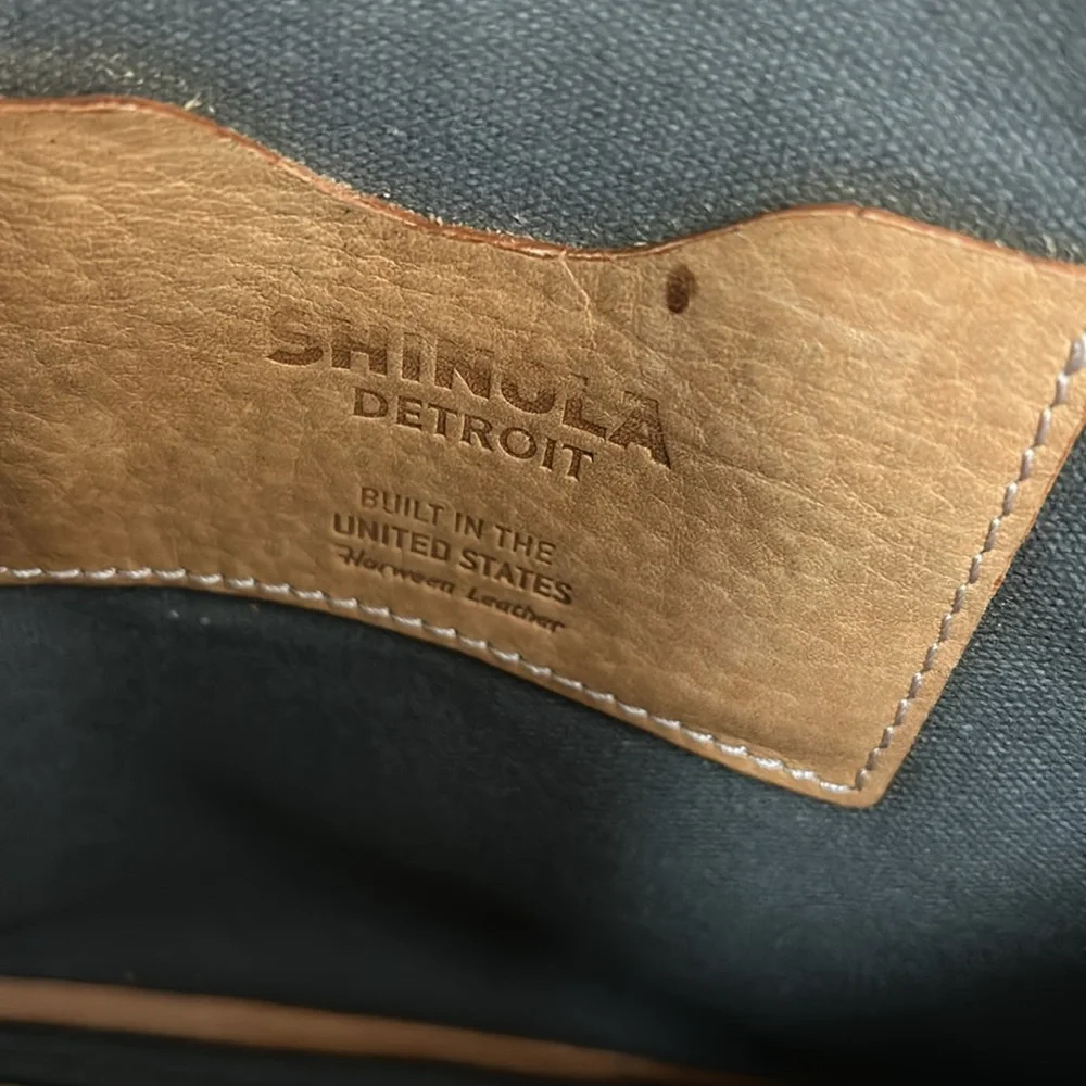 Shinola Leather Laptop Bag Minimalist Design, Brown Leather Zip Pouch